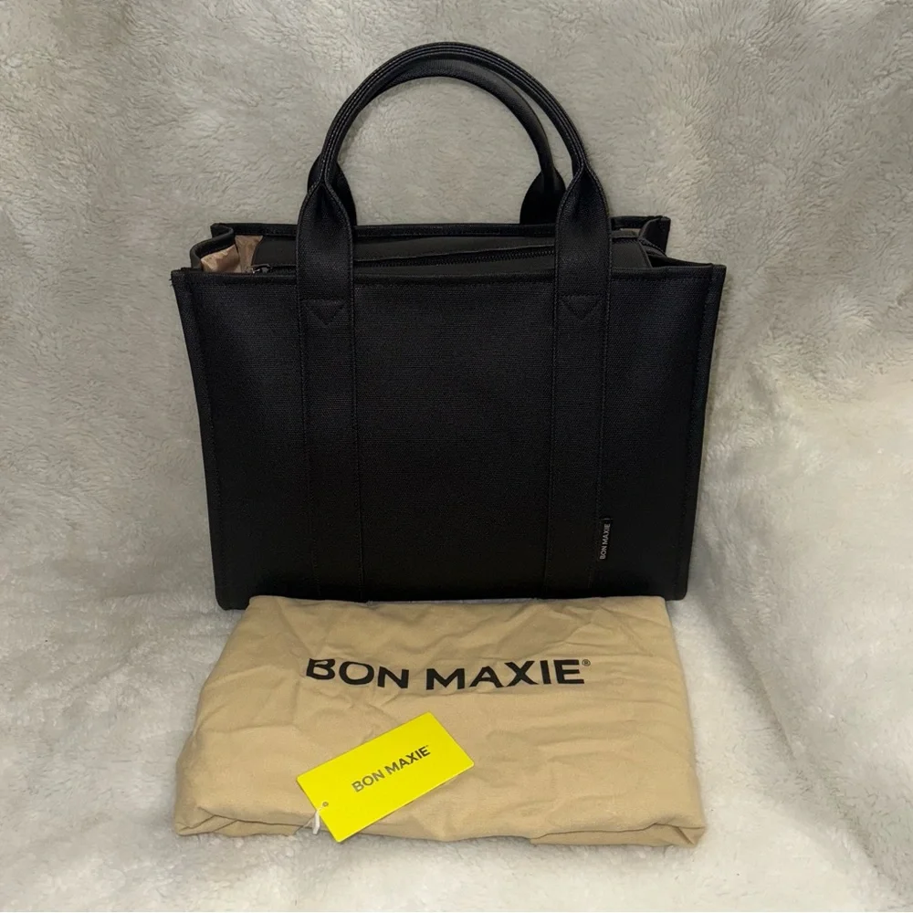 Bon Maxie Small Bon Vivant Tote Black Coated Canvas